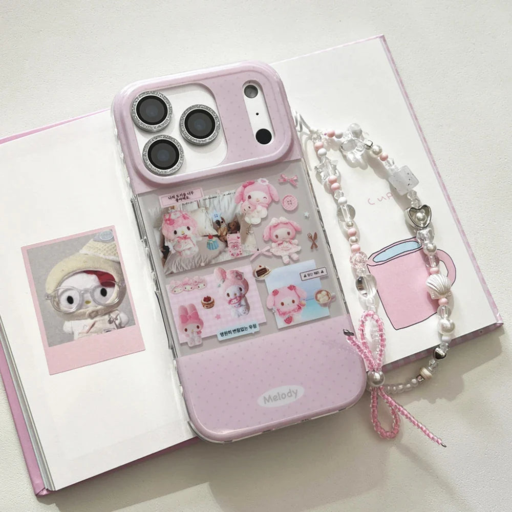 Bling Glitter Full Screen Hello Kitty Melody Phone Case For iPhone