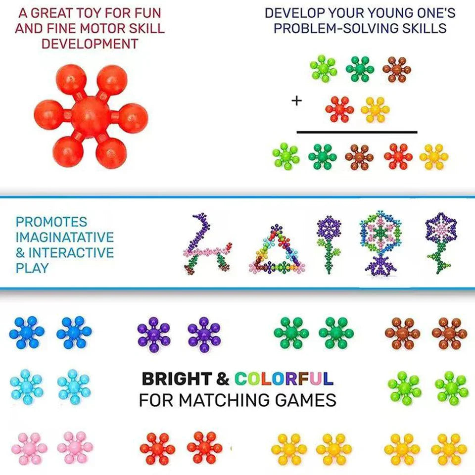 3D Snowflake Building Blocks – Educational DIY Construction Toy Set