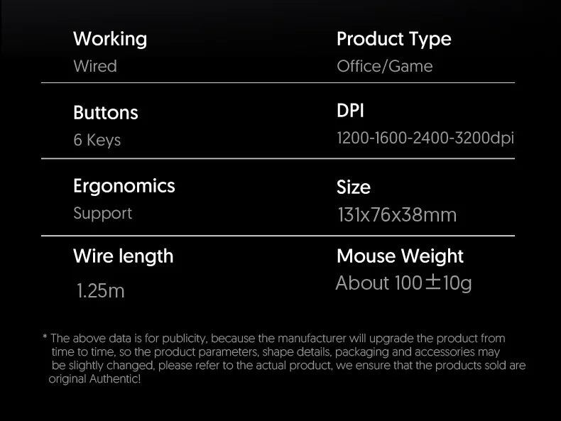 Dragon 3200 DPI Wired Silence Gaming Mouse