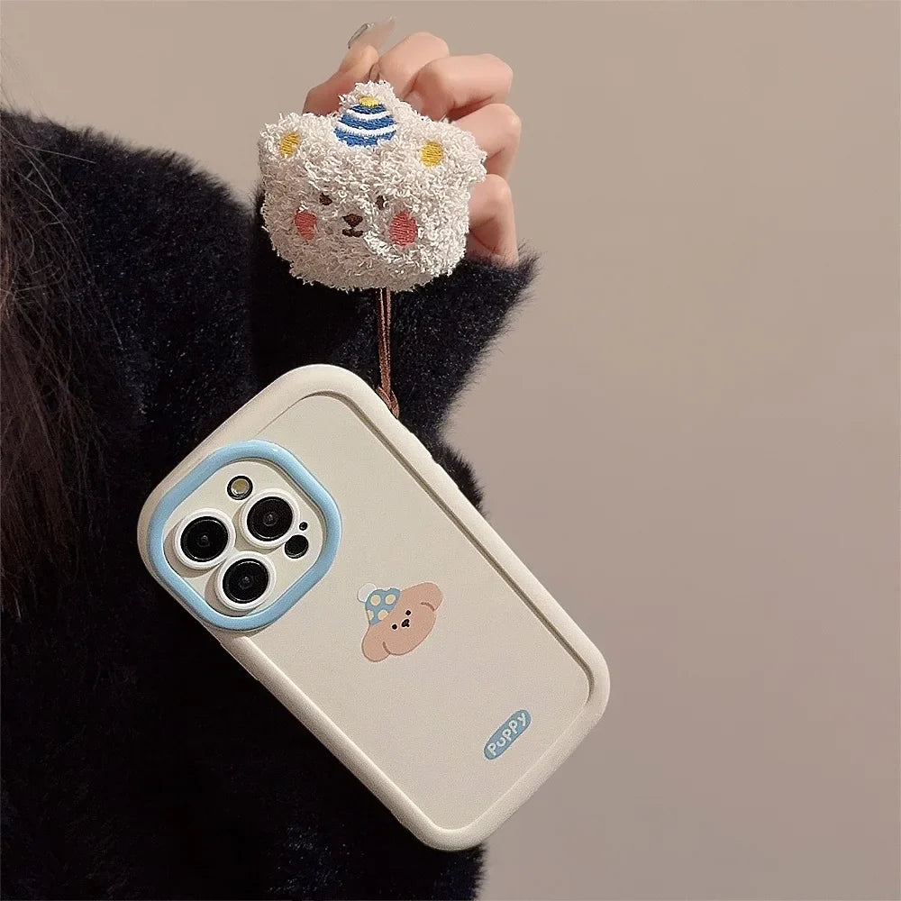 Cute Cartoon Puppy Phone Case Bear Pendant For iPhone