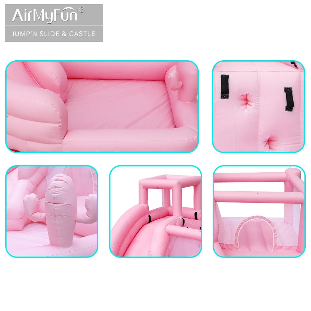 Pink Inflatable Bounce House – Pastel Kids Jumping Castle for Parties & Weddings