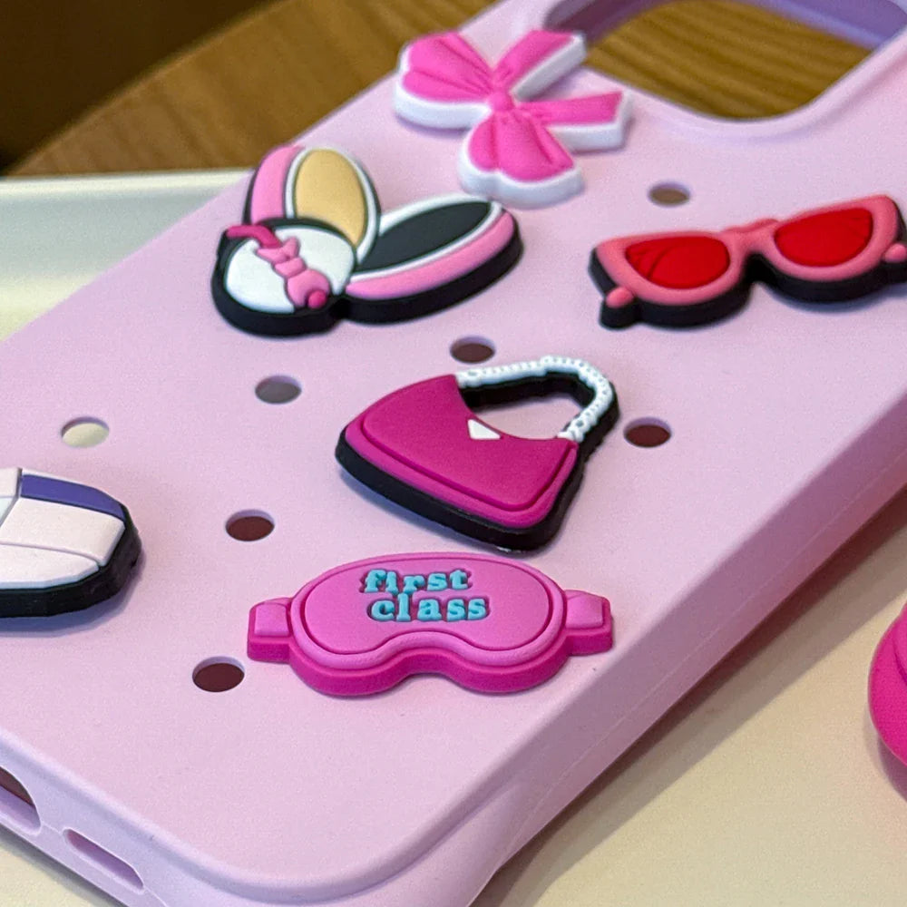 Luxury Diy Charms Holes Phone Case For iPhone