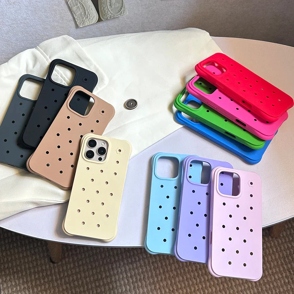 Fashion Diy Charms Holes Phone Case For iPhone