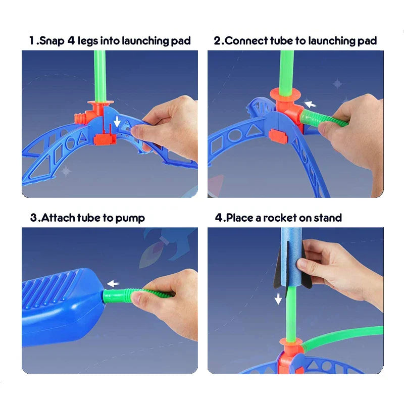 Air Rocket Launcher Toy – Foot Pump Soaring Rocket Set for Kids Outdoor Games