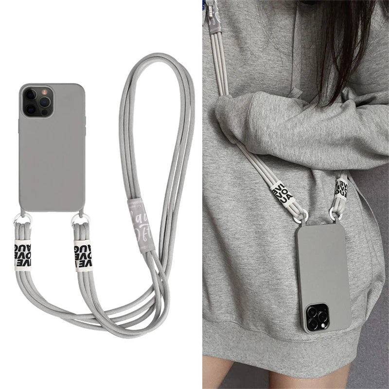 Cord Strap Lanyard Siliocne Phone Case For iPhone