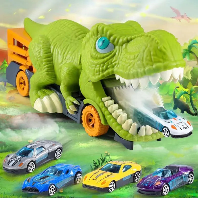 Dinosaur Carrier Truck Toy Set – Racing Track for Kids