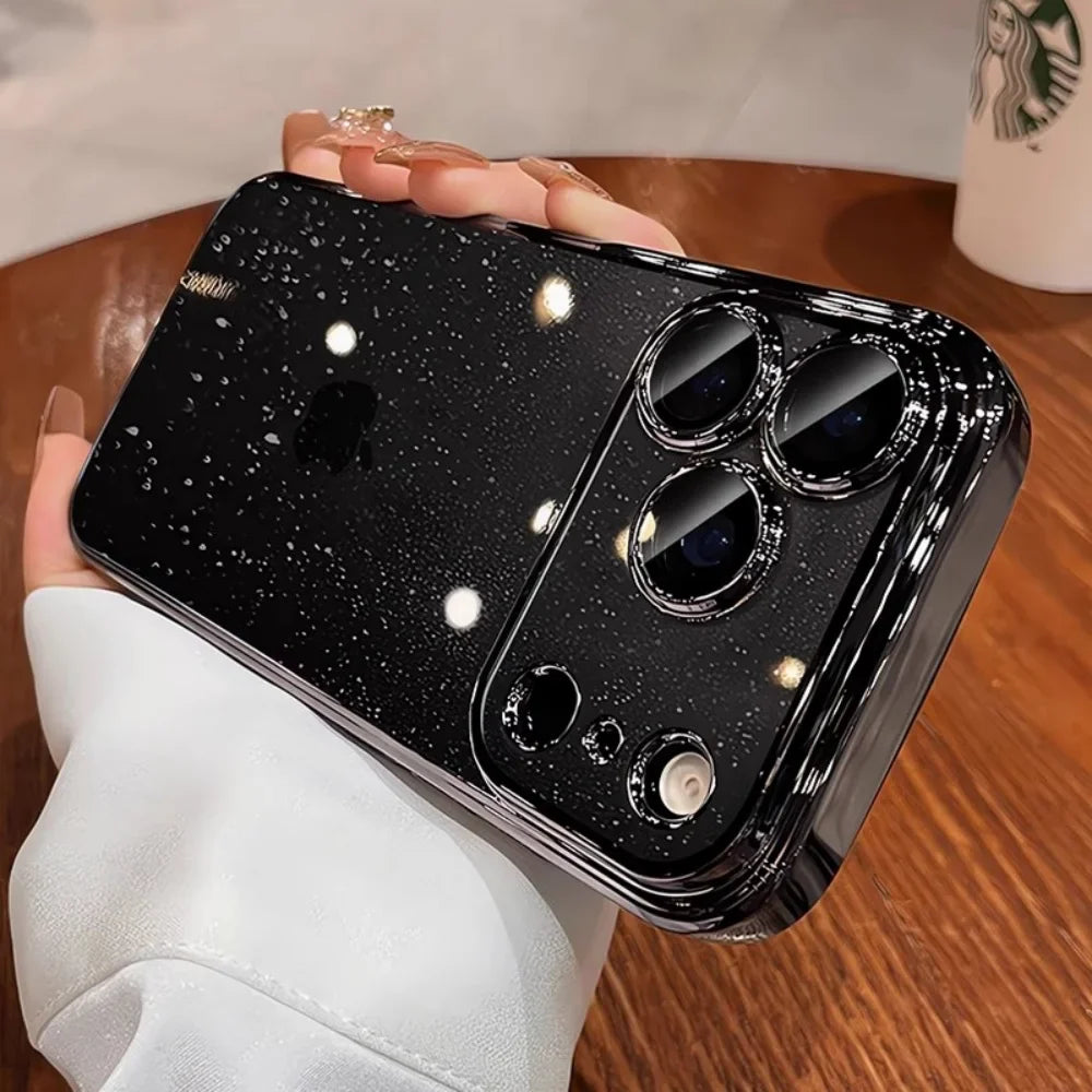 Ultra Thin Slim Plating Transparent Glitter PC Case For iPhone