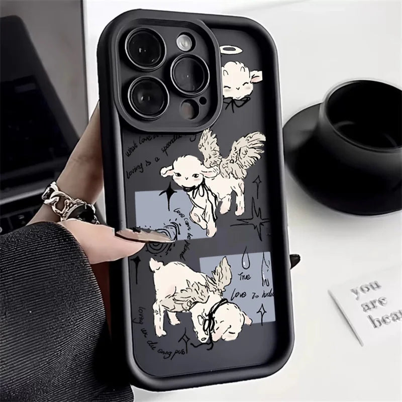Lucky Angel Sheep Silicone Phone Case For iPhone