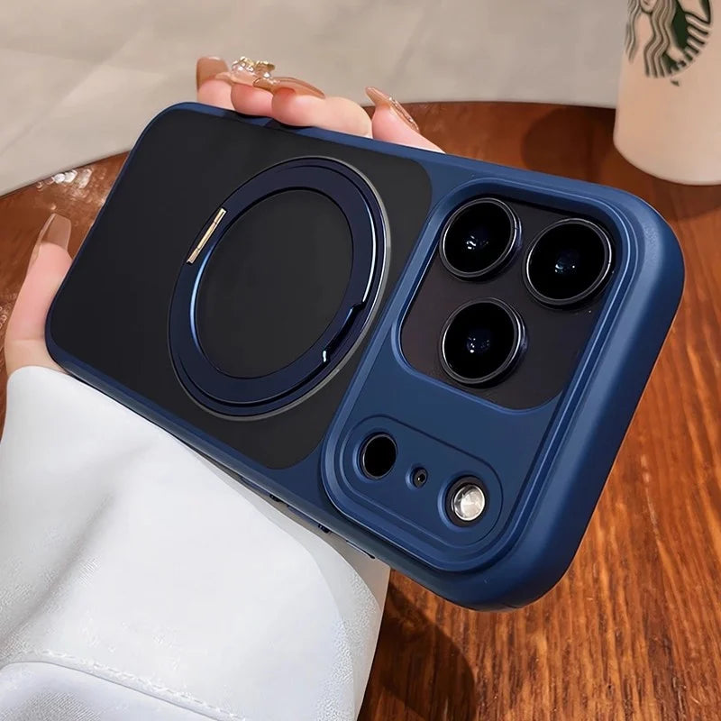 Matte Rotating Bracket Holder Magnetic Phone Case For iPhoneCover