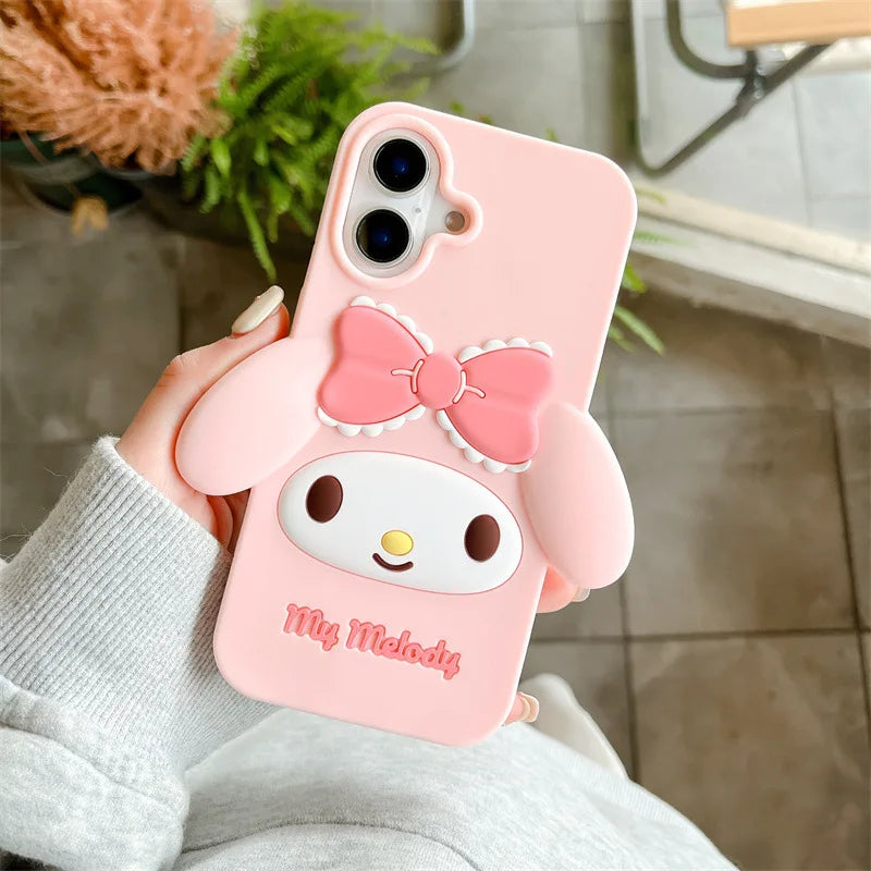 3D Kawaii Cartoon Pink Bowknot My Melody Phone Case For iPhoneCover