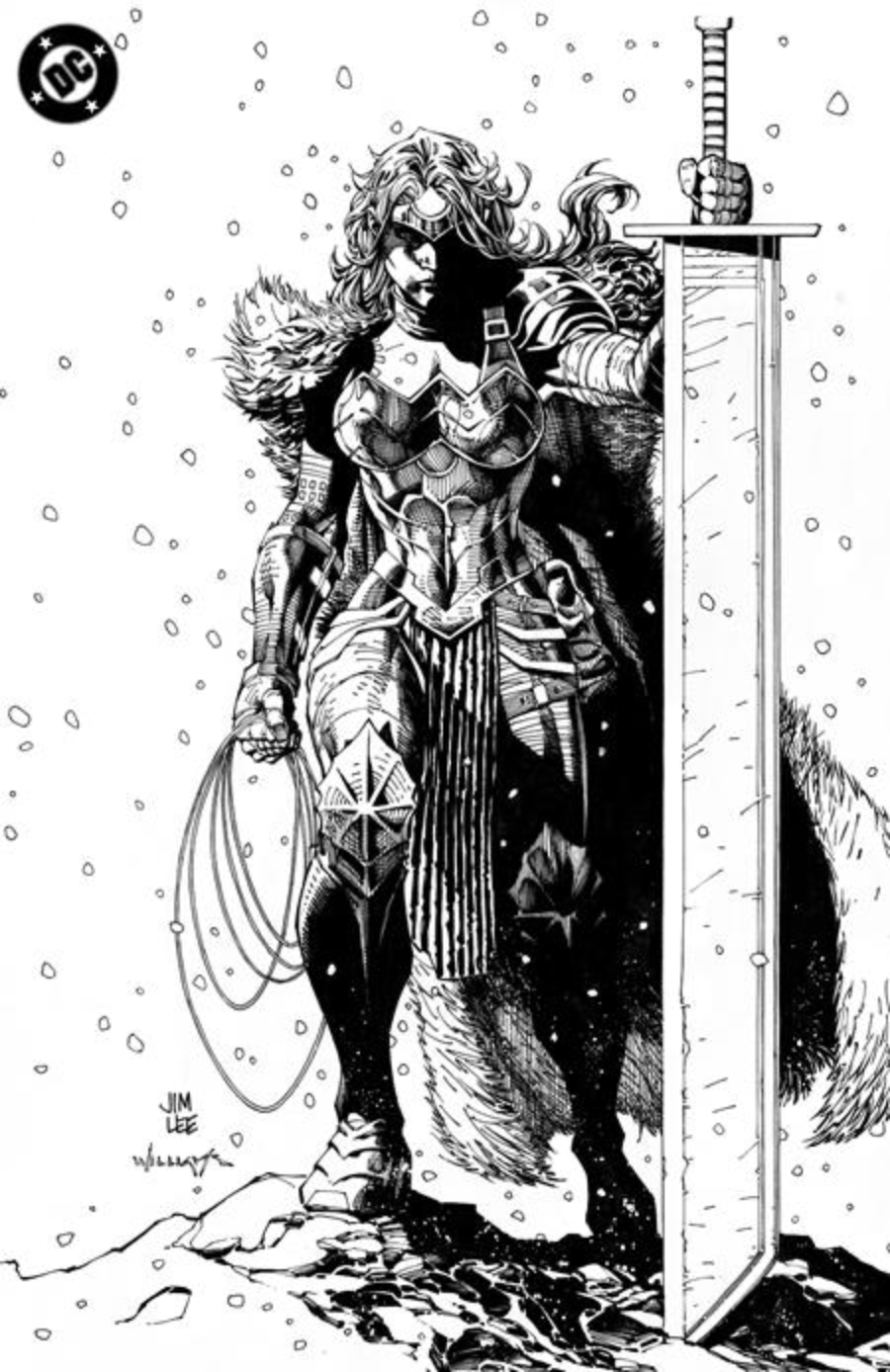 ABSOLUTE WONDER WOMAN #1 CVR H INC 1:100 JIM LEE BLACK WHITE CARD ST