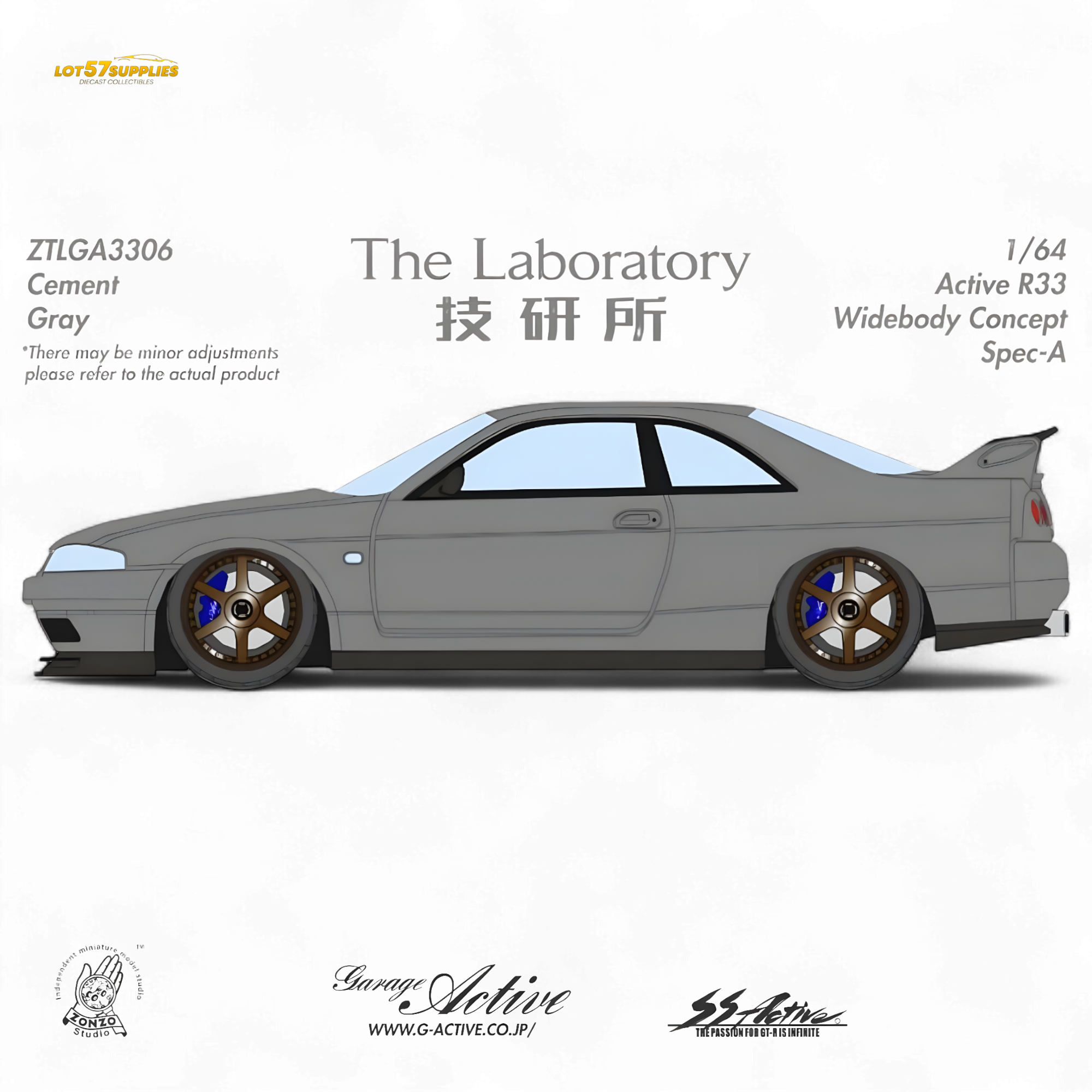 (Pre-Order) The Laboratory x ZONZO Nissan R33 Widebody Concept Spec-A - Cement Gray 1/64