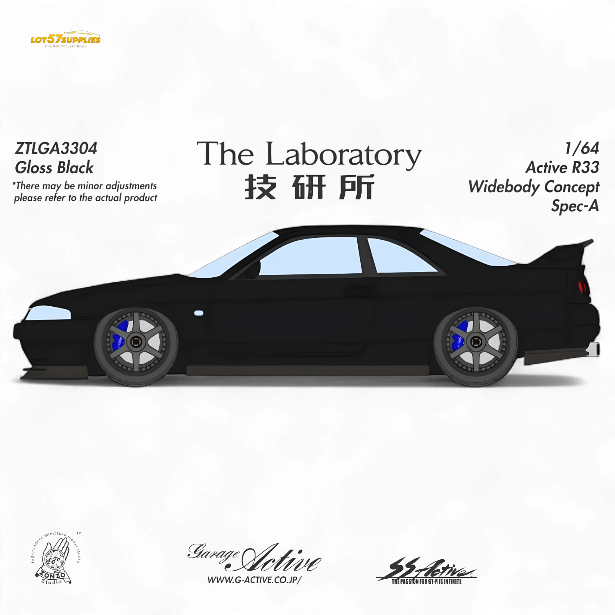 (Pre-Order) The Laboratory x ZONZO Nissan R33 Widebody Concept Spec-A - Pure Black 1/64