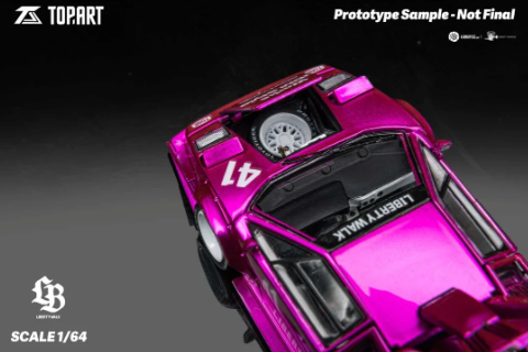Topart Lamborghini Countach LBWK Flash Pink White 1:64