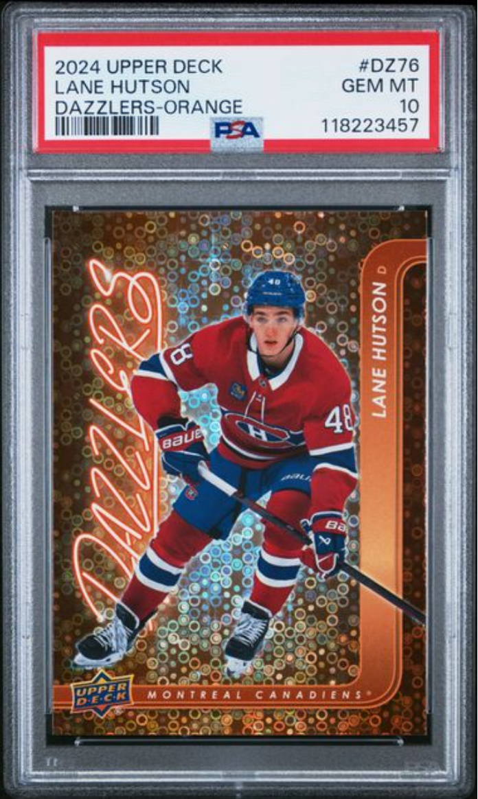Graded 2024 Upper Deck Lane Hutson #DZ76 Dazzlers Orange Rookie RC Hoc