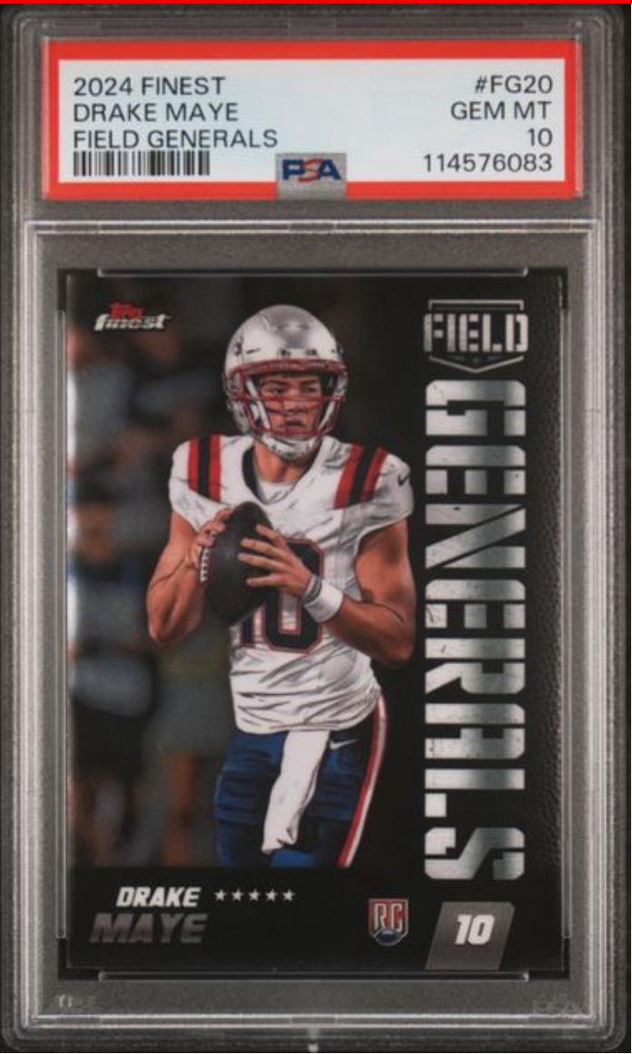 graded rookie football cards Graded 2024 Topps Finest Drake Maye #FG20 Field Generals Rookie RC Foo