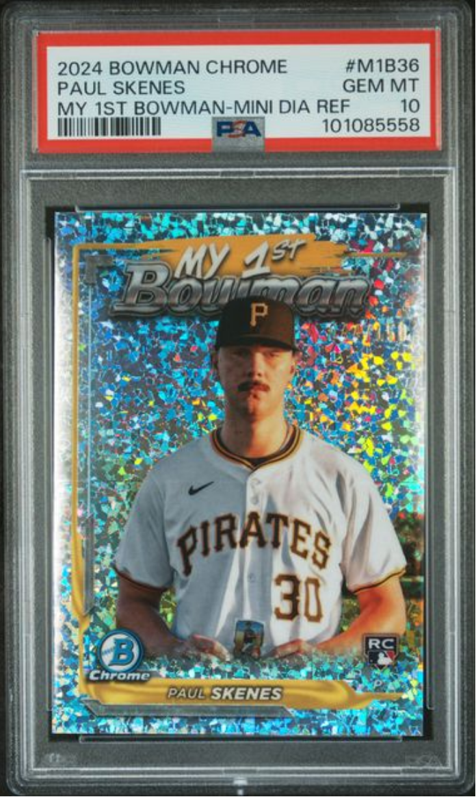 paul skenes graded rookie card 2024 Topps Bowman Chrome #M1B36 My 1st Bowman Mini Decks:Deadly Disguise F2F_pokemon-tcg-xy-fates-collide-booster-box Mysterious Surprise Goddess 49