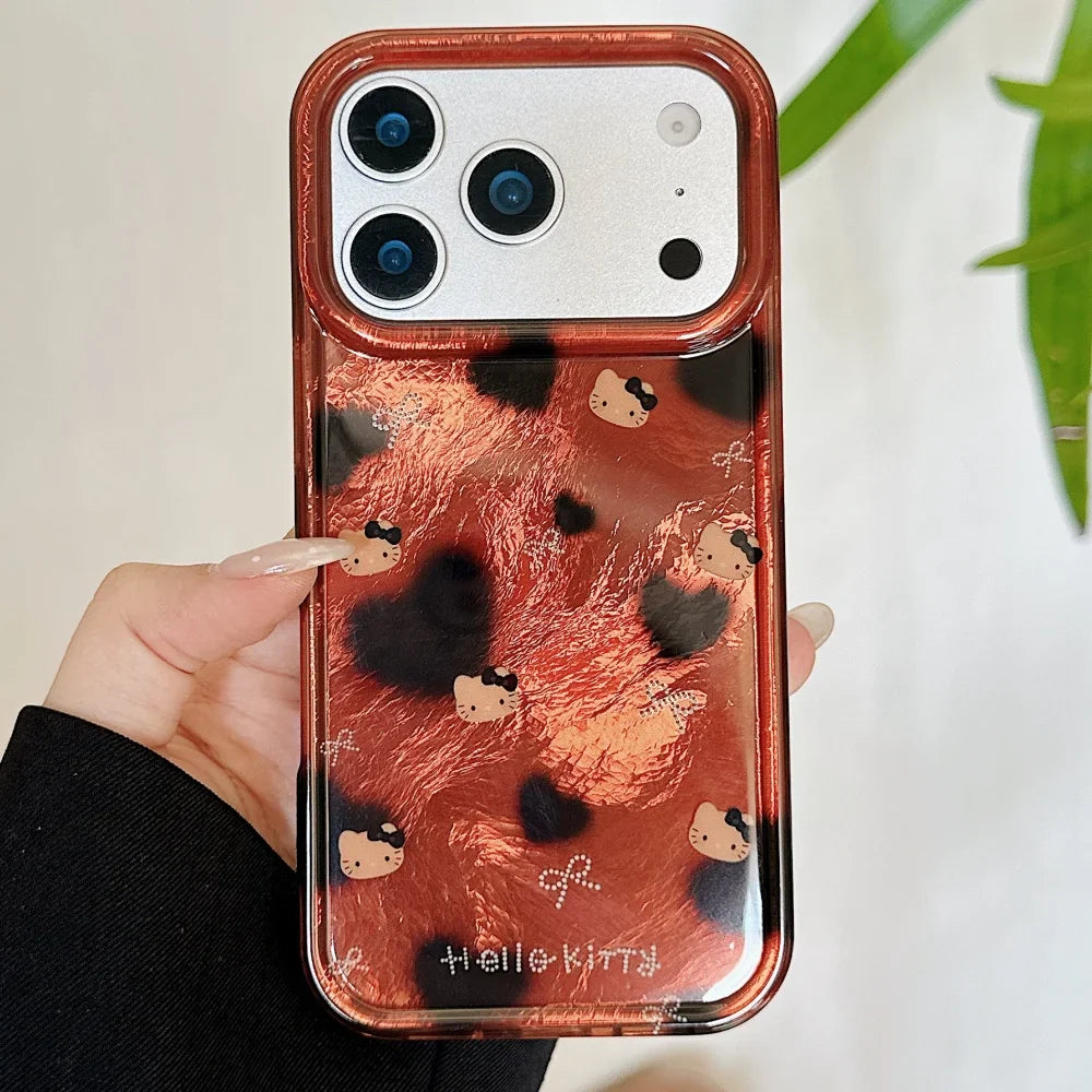 Luxury Cute All Inclusive Brown Bottom Leopard Print Bow Kitty Case Phone For iPhone