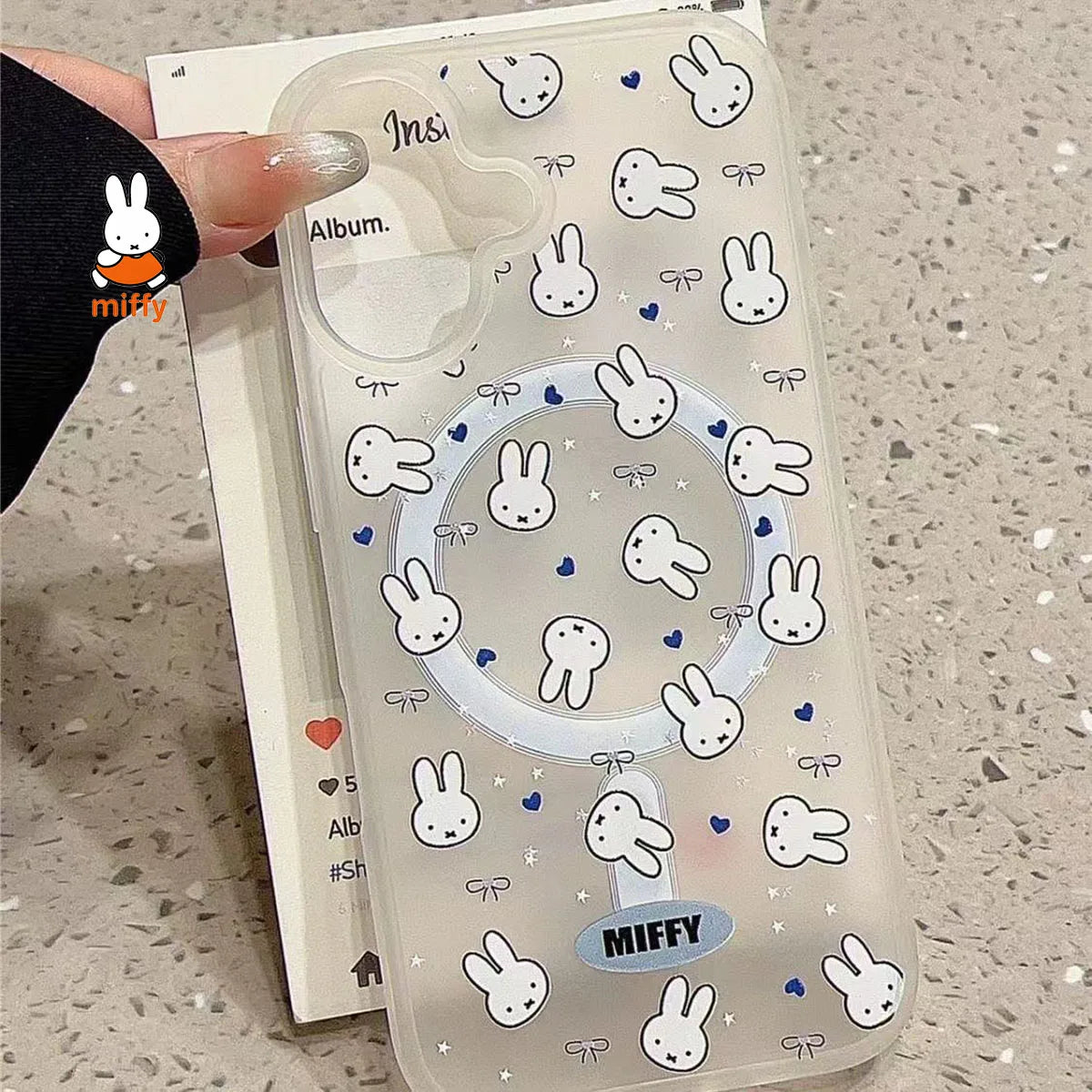 Miffy Kawaii Cartoon Mobile Phone Case Cute Anime Rabbit Magnetic Holder Phone Case