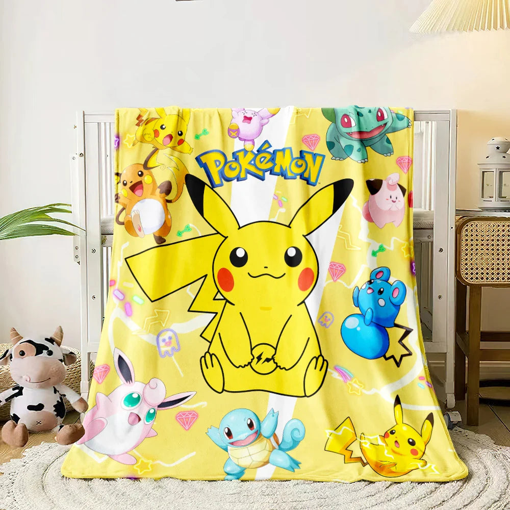 Pokemon Flannel Blanket Soft HD Printed Throw for Sofa & Camping