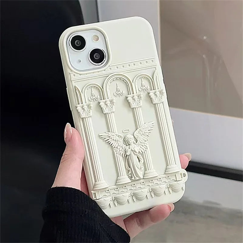 Literature Trendy Retro Artwork 3D Angel Statue Phone Case