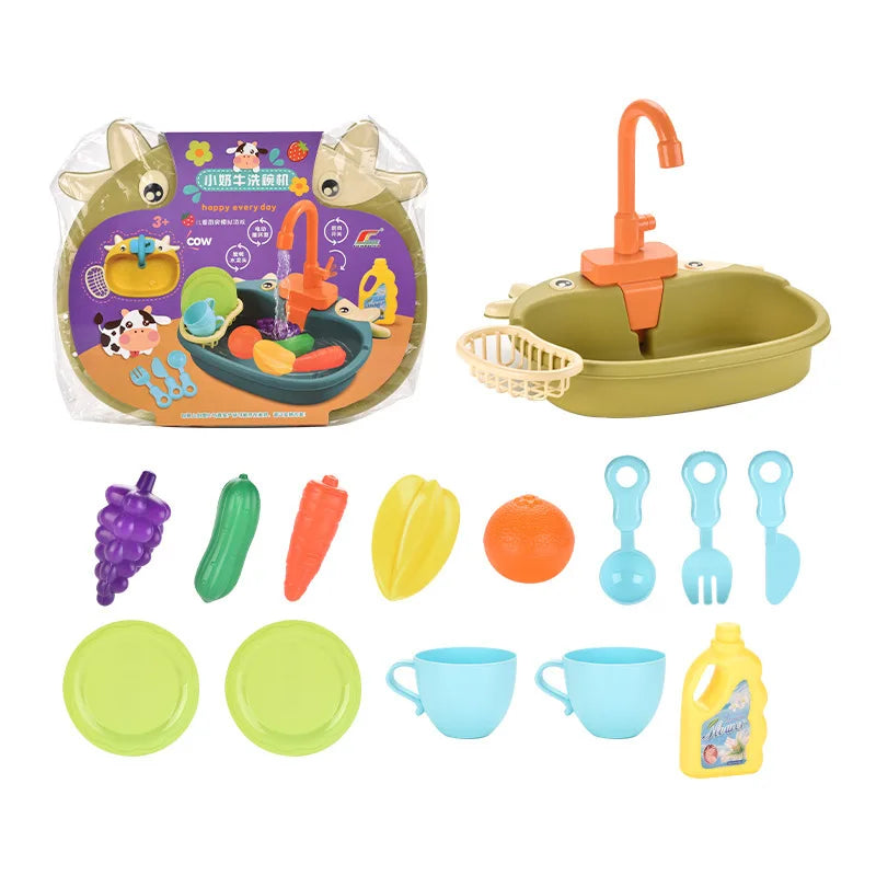 Electric Kitchen Sink Toy – Pretend Play Dishwasher Set
