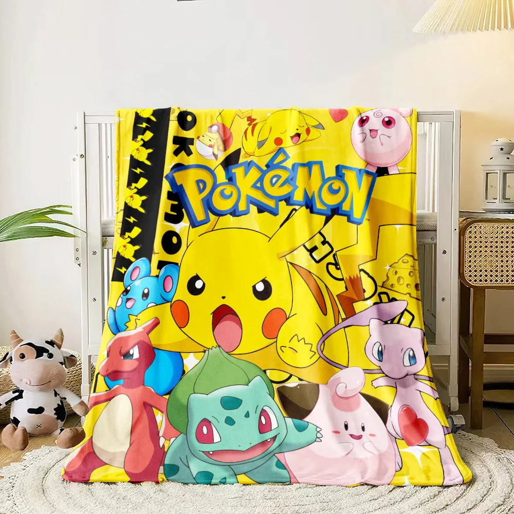 Pokemon Flannel Blanket Soft HD Printed Throw for Sofa & Camping