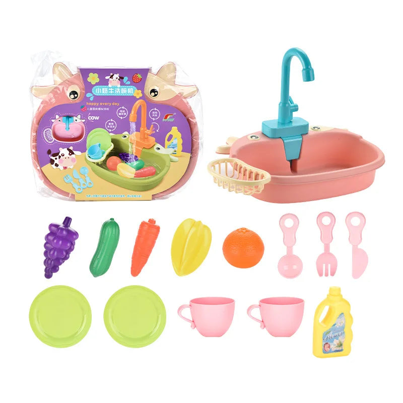 Electric Kitchen Sink Toy – Pretend Play Dishwasher Set