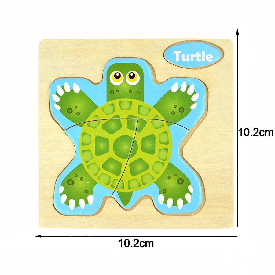 Montessori Wooden Cartoon Animal Puzzles – Early Learning Toy Set