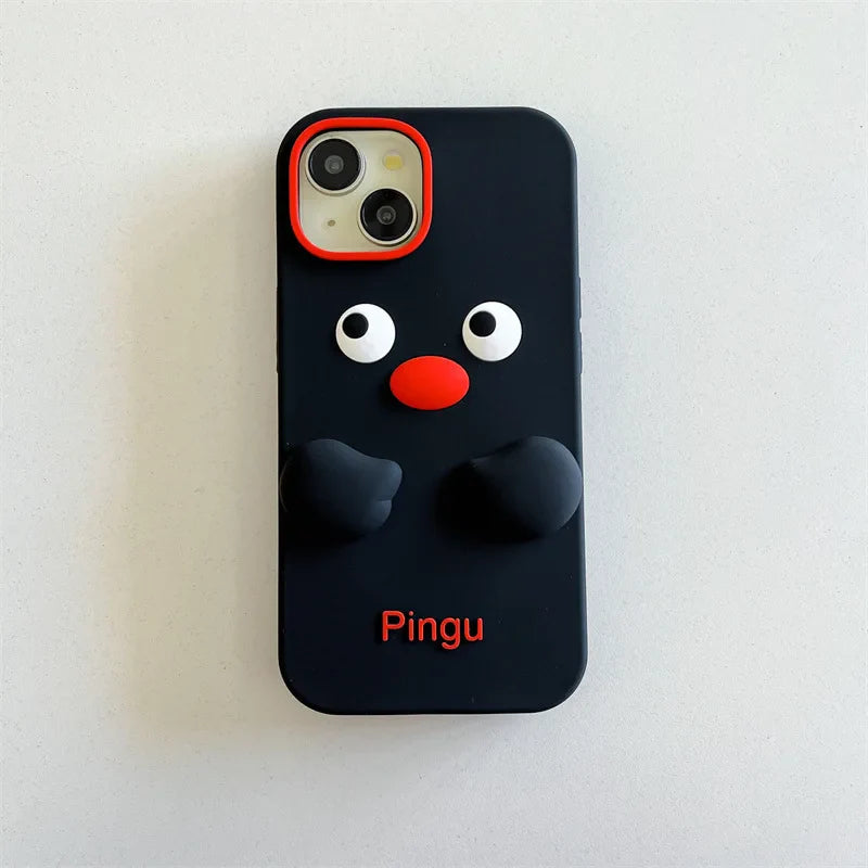 Kawaii 3D Cartoon Funny Penguin Phone Case For iPhone