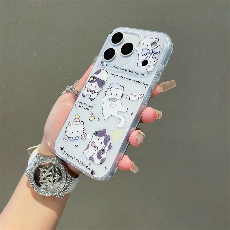 Korean Cute Cartoon Cat Phone Case For iPhone