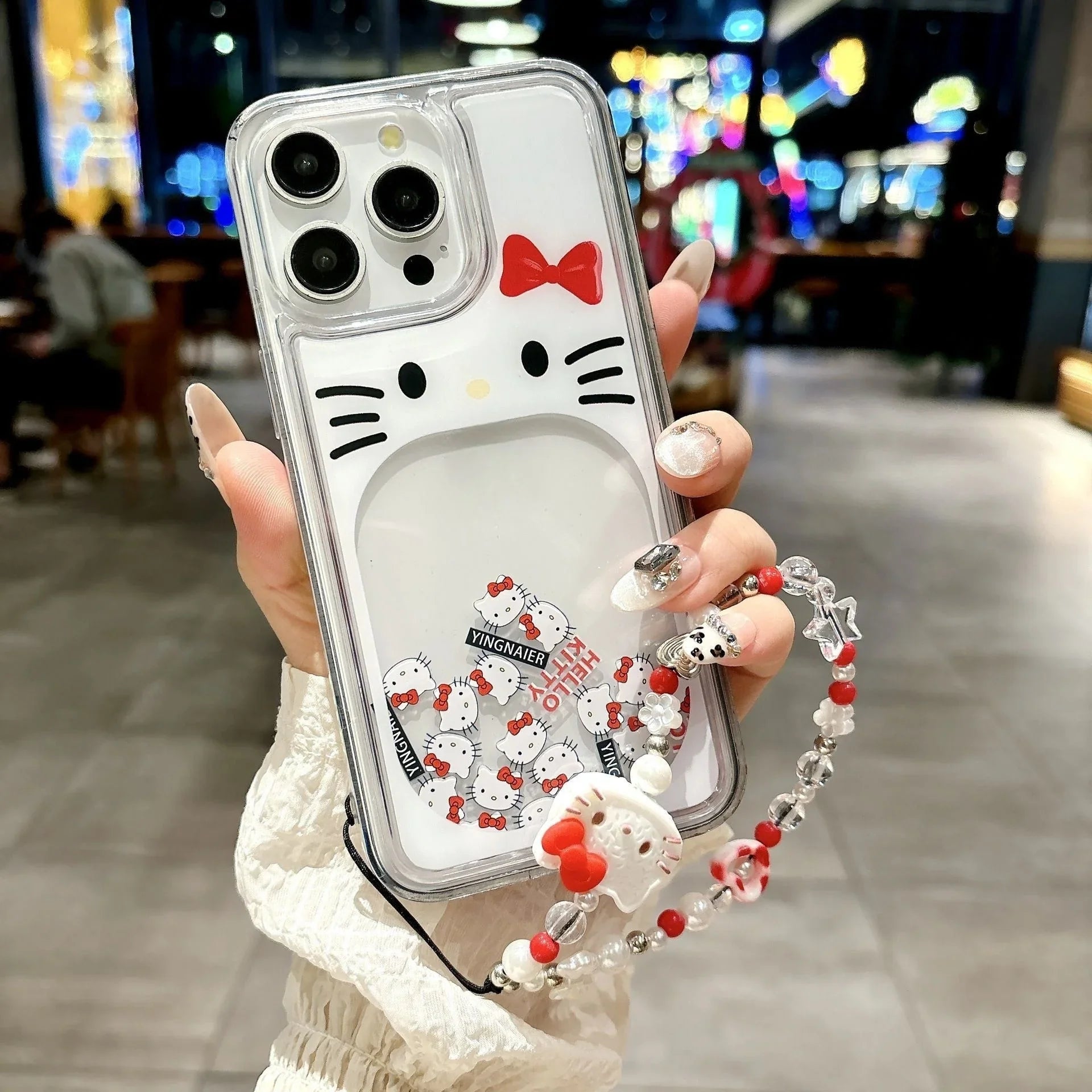 Kawaii Hello Kitty Quicksand Mobile Phone Soft Shell Simple Transparent Anime For For iPhone