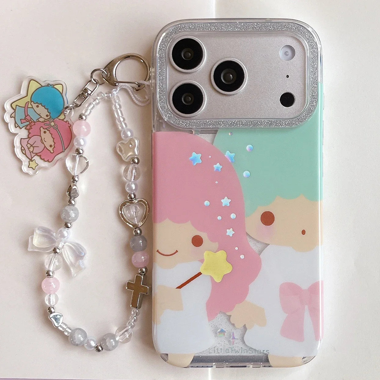 Kawaii Cute Couple Cartoon Star Gemini Sparkling Phone Case For iPhone