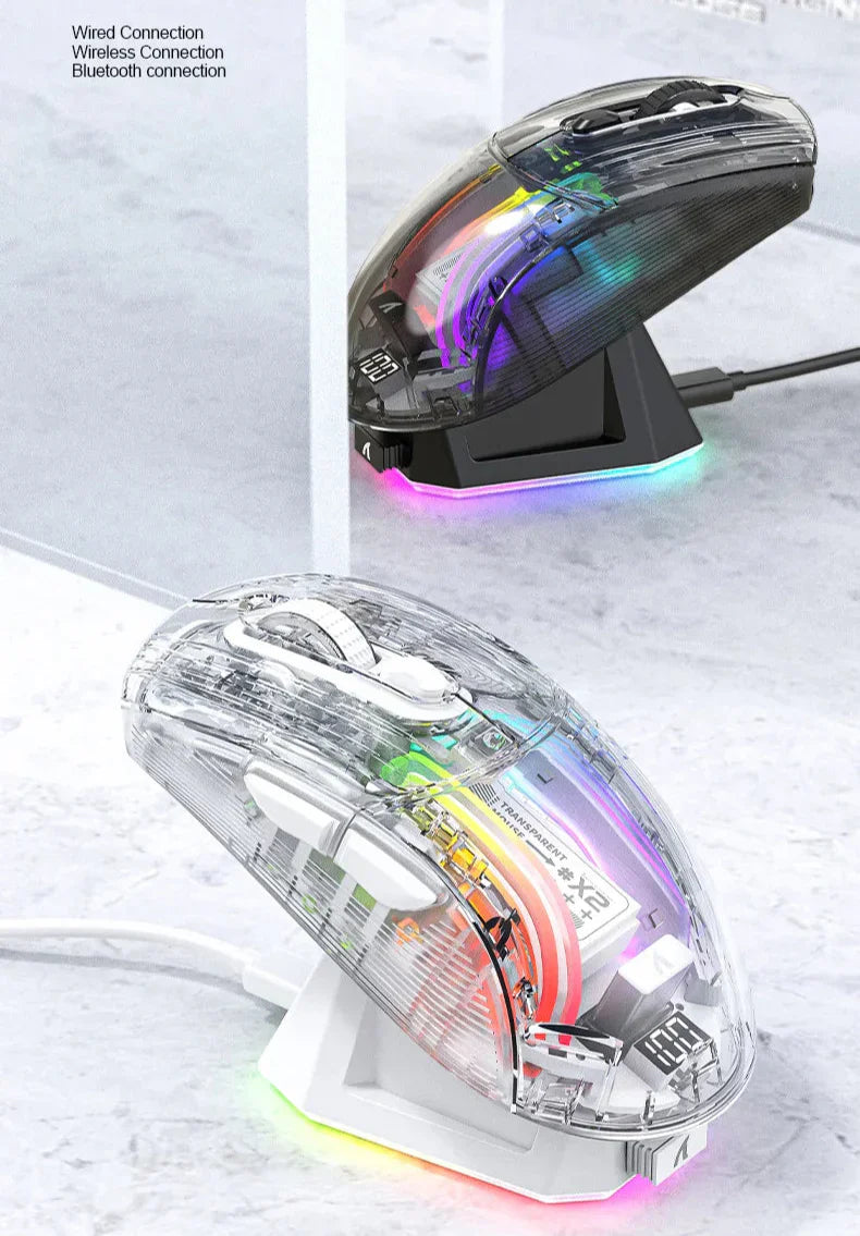 RGB Dual Mode Bluetooth Wireless Transparent Mouse