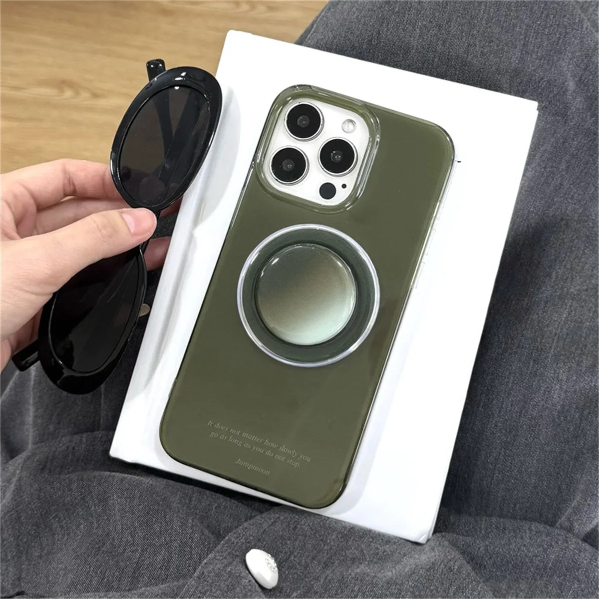 Simple Green Color Magnetic Phone Case For iPhone