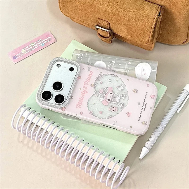 Fashion Pink Saniro Molody Flower Phone Case For iPhone