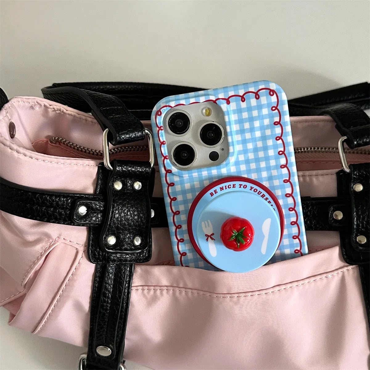 Fashion Wrinkle Texture Plaid Pattern Magnetic Phone Case For iPhone