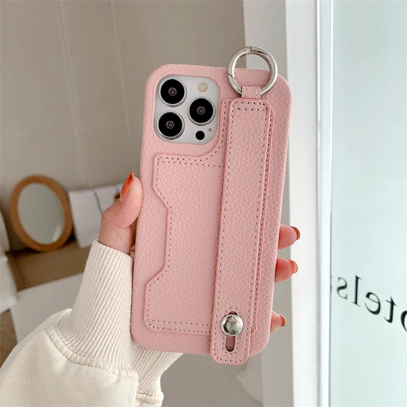 Cute Card Slot Bag Wristband Phone Holder Case For iPhone