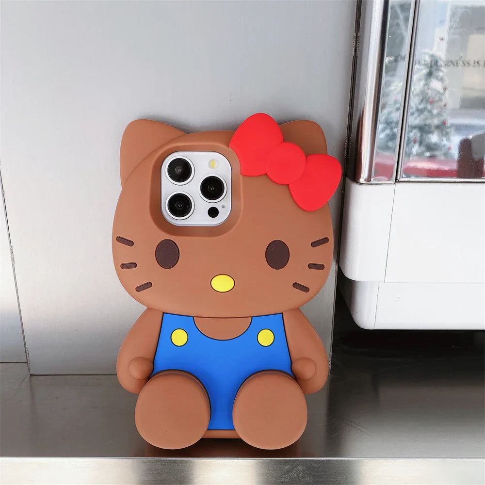 Cute Hello Kitty Liquid Silicone Phone Holder Cover Phone Case