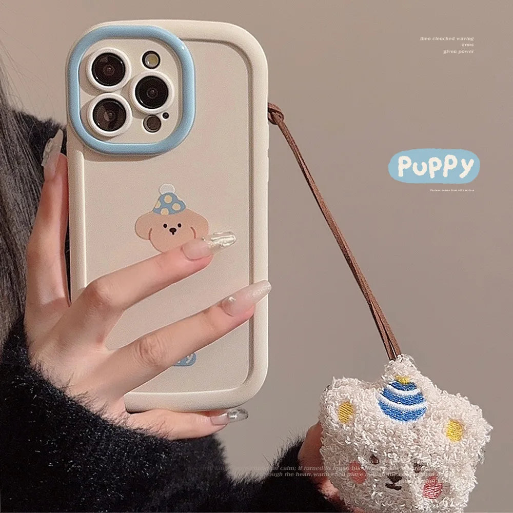 Cute Cartoon Puppy Phone Case Bear Pendant For iPhone