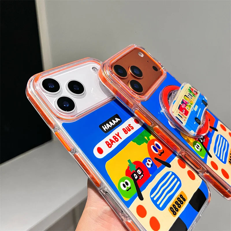 Kawaii Cartoon Carrot Bus Magnetic Phone Case For iPhone