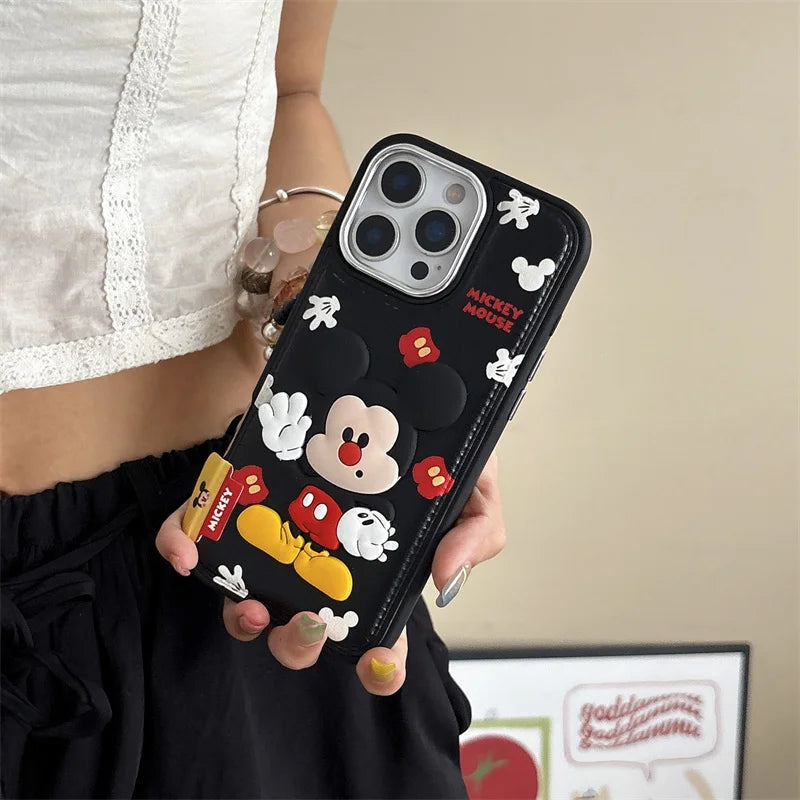 Kawaii Cartoon Mickey Leather Phone Case For iPhone