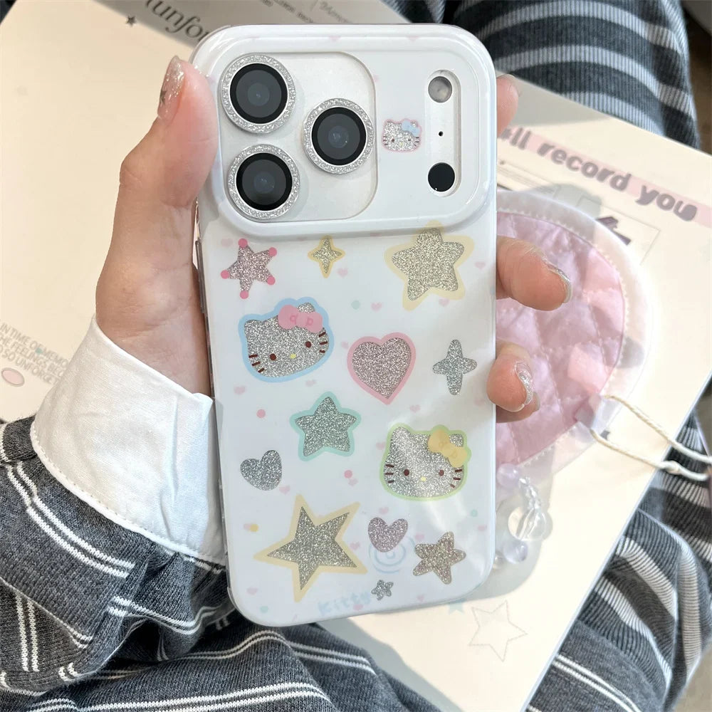 Bling Glitter Full Screen Hello Kitty Melody Phone Case For iPhone