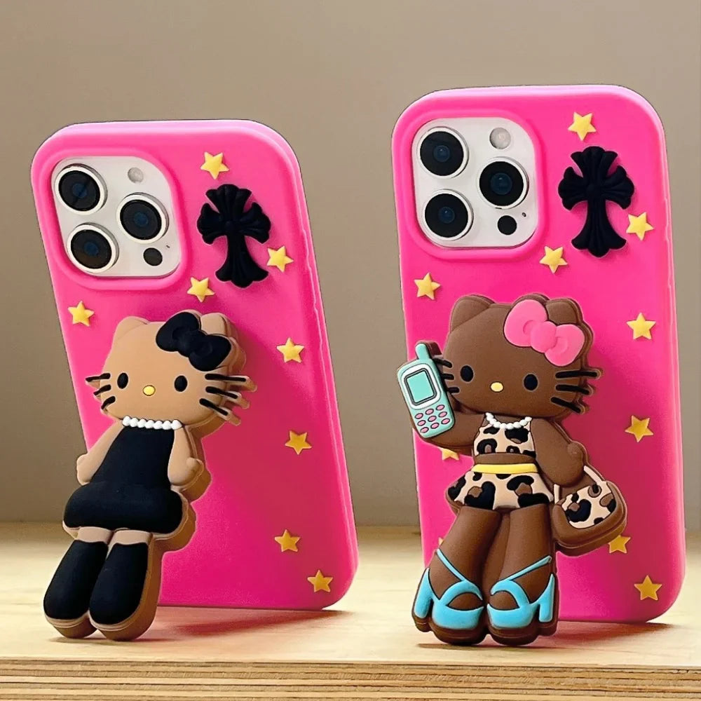 Leather Long Legs Hellokittys Mobile Phone Case Bracket Suitable For iPhone