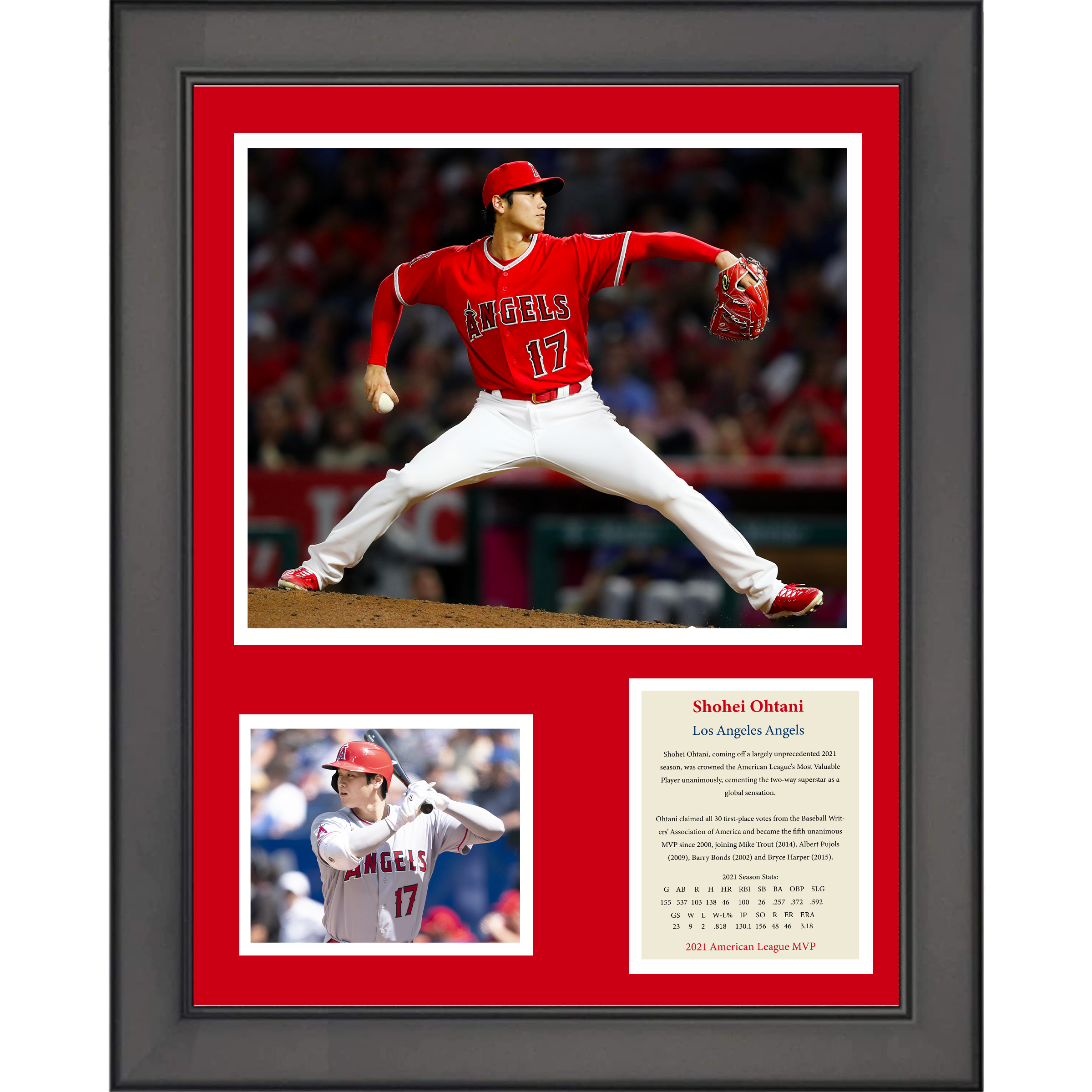 Framed Shohei Ohtani 2021 AL MVP Los Angeles Angels Baseball 11"x14"Three Photo Collage