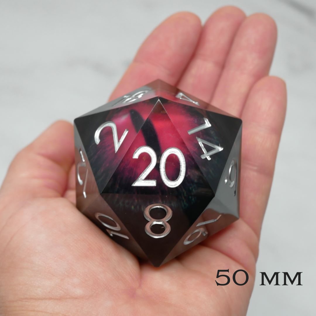 Smaug's Eye | Giant D20 Moving Eye DnD Dice | Acrylic RPG Gaming Dice