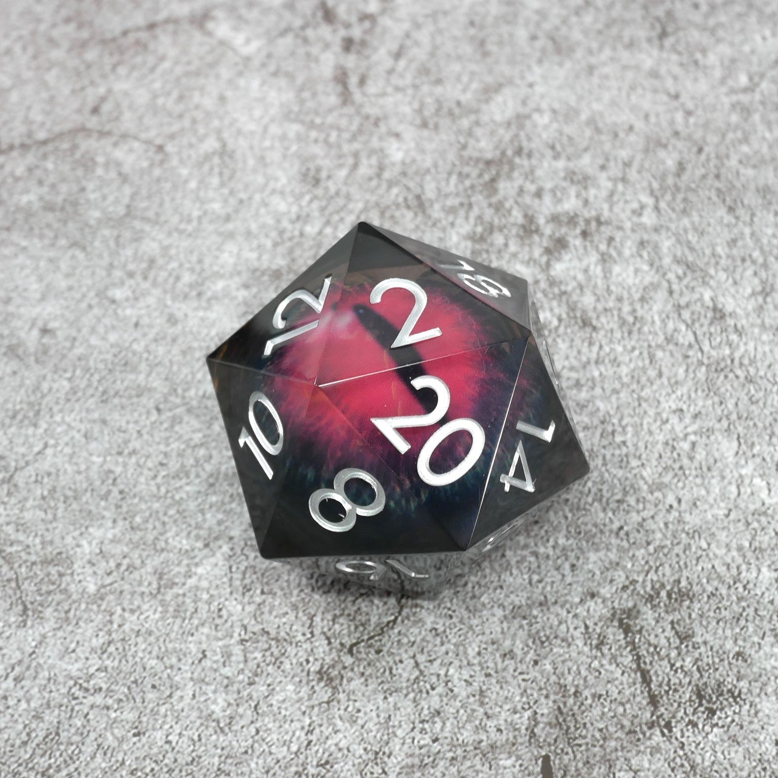 Smaug's Eye | Giant D20 Moving Eye DnD Dice | Acrylic RPG Gaming Dice