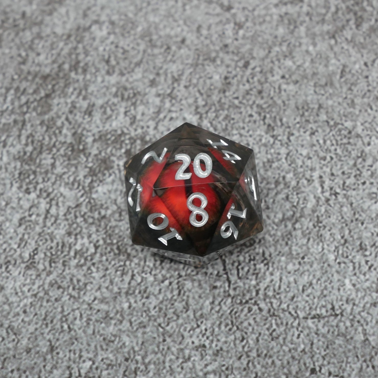 Smaug's Eye | 7 Piece Moving Eye DnD Dice Set | Acrylic RPG Gaming Dice