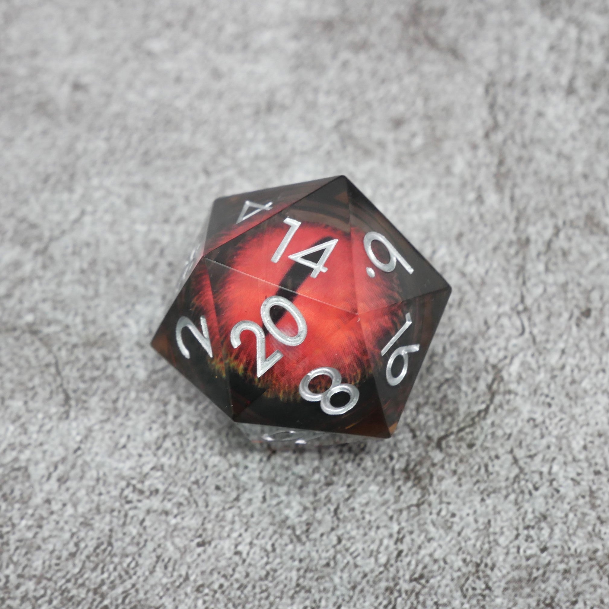 Smaug's Eye | Giant D20 Moving Eye DnD Dice | Acrylic RPG Gaming Dice