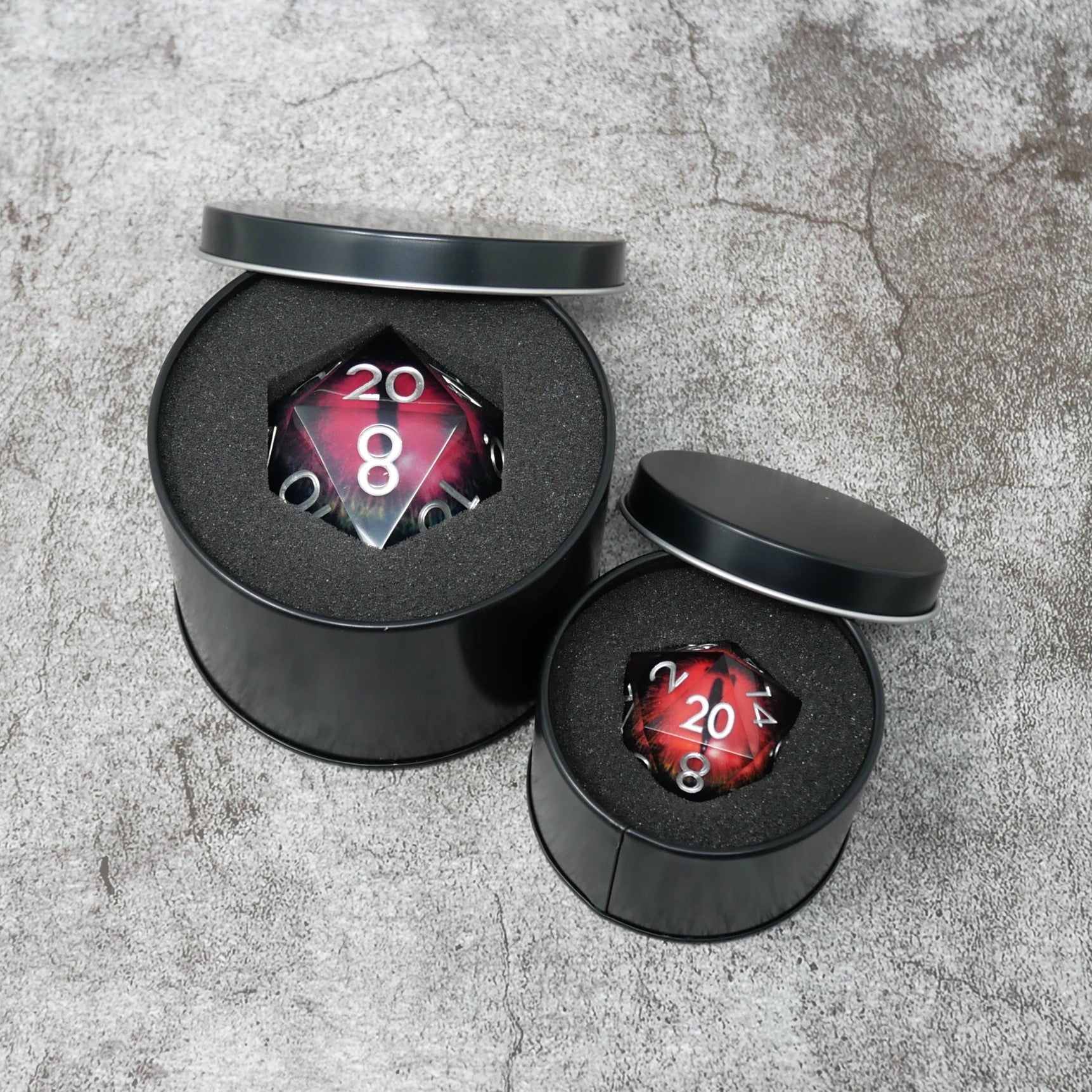 Smaug's Eye | Giant D20 Moving Eye DnD Dice | Acrylic RPG Gaming Dice